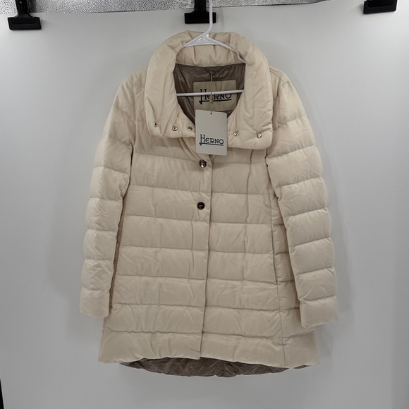 Herno Women's Piumino Donna Medio/Half Coat - Cream - 42 - New with tags